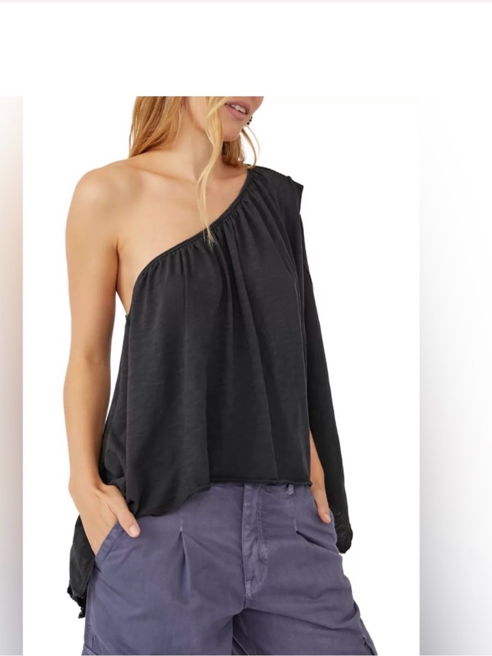 We The Free Black One-Shoulder Tunic Top